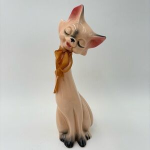 Vintage MCM Japan 60s KITSCH Long Neck Siamese Cat Statue Figure 9"
